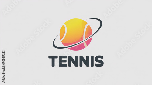 A vibrant tennis ball with a dynamic orbital design, symbolizing the energy and movement of the sport