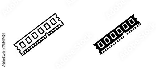 RAM memory Icon set in black color for ui designs