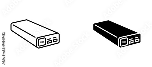 Power bank Icon set in black color for ui designs