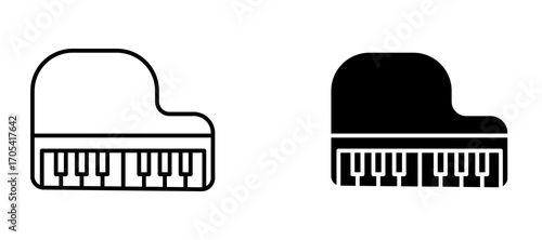 Piano Icon set in black color for ui designs