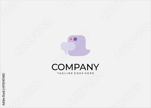 Vector Illustration Adorable Seal Chat Logo – Modern Minimalist Messaging Icon for Communication, Apps, and Social Media Branding.