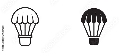 Parachute Icon set in black color for ui designs