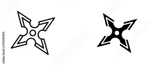 Ninja star Icon set in black color for ui designs