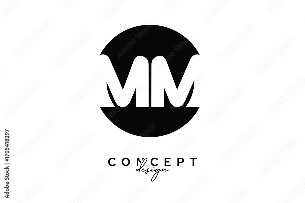 Obraz premium MM Creative Negative Space Circle Monogram Logo Design