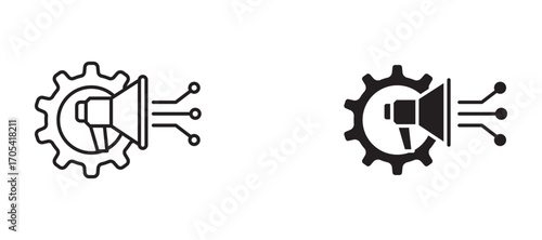 Marketing automation Icon set in black color for ui designs