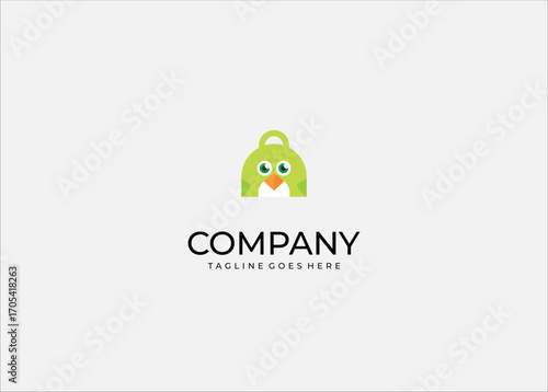 Bird Bag logo design blends the playful look of a bird with the practical shape of a shopping bag. 
