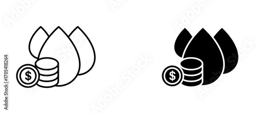 Liquidity Icon set in black color for ui designs