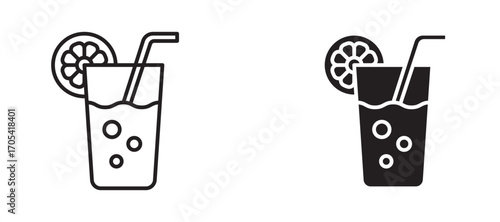 Lemonade Icon set in black color for ui designs