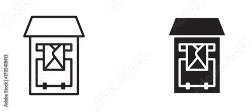 Letter box Icon set in black color for ui designs