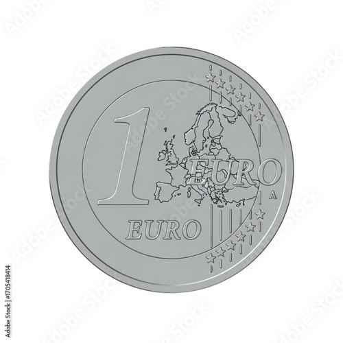 One Euro Coin Showing Europe Map.