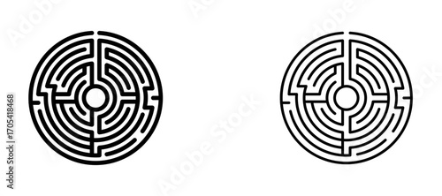 Labyrinth Icon set in black color for ui designs