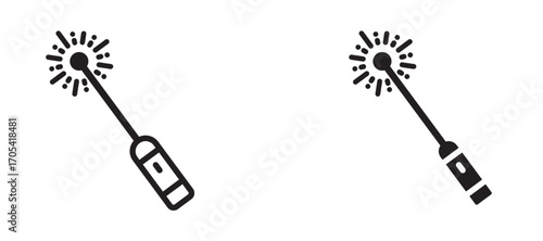 Laser Icon set in black color for ui designs