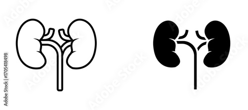 Kidney Icon set in black color for ui designs
