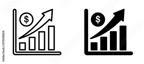 Inflation Icon set in black color for ui designs