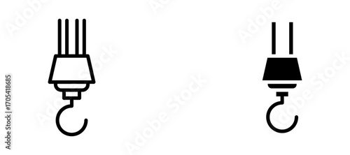 Industrial Crane hook Icon set in black color for ui designs