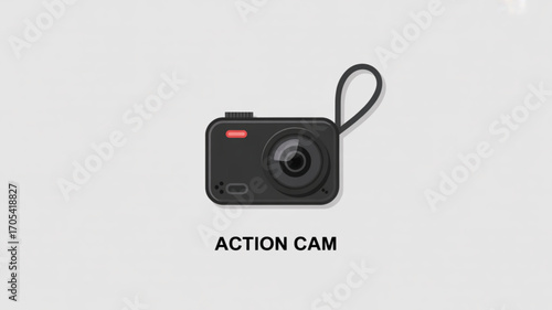 Illustration of an action camera, a compact and rugged device designed for capturing dynamic footage in various environments