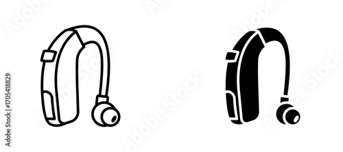 Hearing aid receiver Icon set in black color for ui designs
