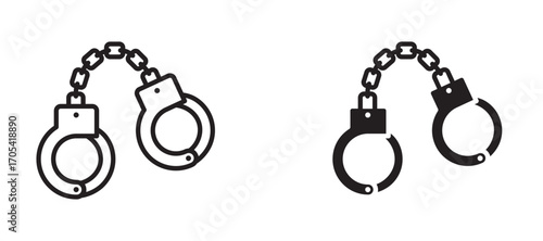 Handcuffs Icon set in black color for ui designs