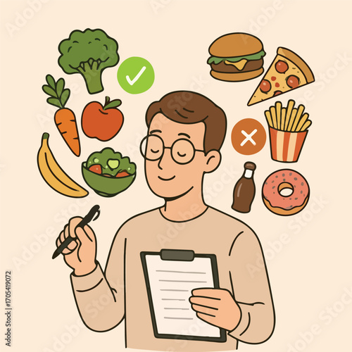 Healthy Eating Choices and Meal Planning Illustration