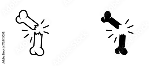 Fracture Icon set in black color for ui designs