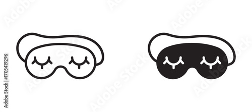 Eye mask Icon set in black color for ui designs