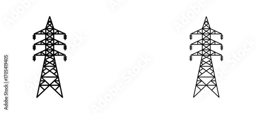 Electrical tower Icon set in black color for ui designs