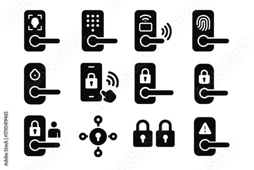 Smart mobile keypad status motion vector icon lock tamper scanner security