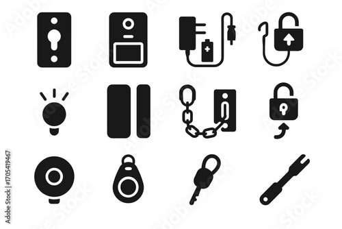 Power lock led installation icon smart icons vector battery plate pack emergency