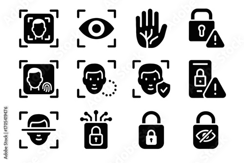 Retina verification lock icon alert vein vector facial smart identity mode biometric