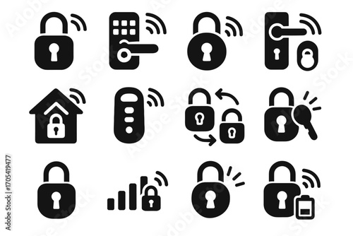 Lever signal coded icon key nfc vector wireless indicator alert icons lock