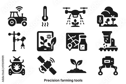 Lights smart icons tray temperature icon plant vector control farming sensor nutrient