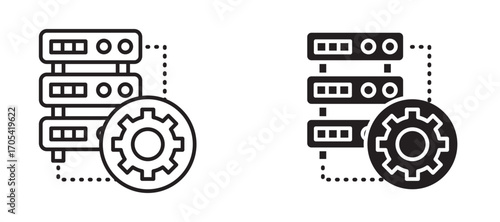 Dedicated server Icon set in black color for ui designs