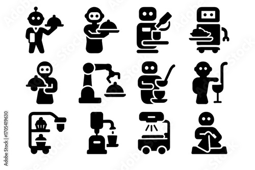 Icons robotic wine ladle robot programmable pourer vector food waiter icon condiment