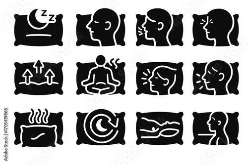 Smart enhanced comfort optimization posture temperature pillow icon cycle vector sleep regulation