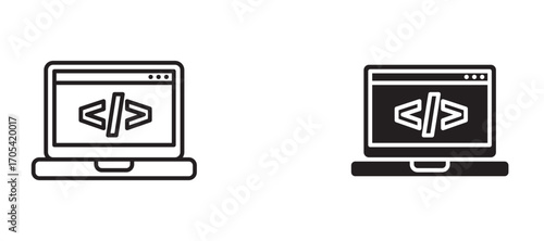 Coding Icon set in black color for ui designs