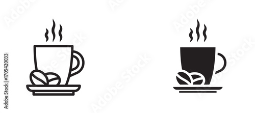 Coffee cup Icon set in black color for ui designs