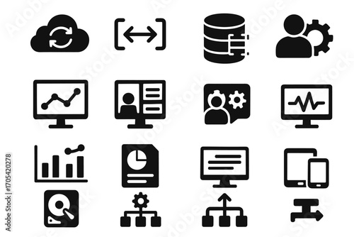 Data automation system icon compatibility workflow integration storage database settings icons monitoring