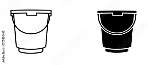 Bucket Icon set in black color for ui designs