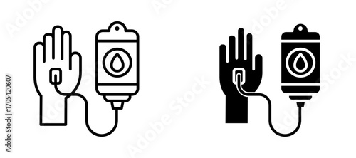 Blood transfusion Icon set in black color for ui designs