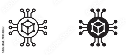 Blockchain technology Icon set in black color for ui designs