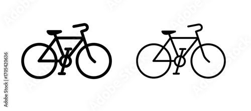 Bicycle Icon set in black color for ui designs