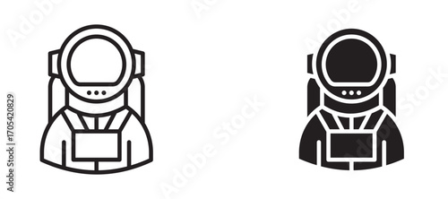 Astronaut Icon set in black color for ui designs
