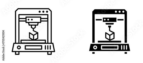 3D printing Icon set in black color for ui designs