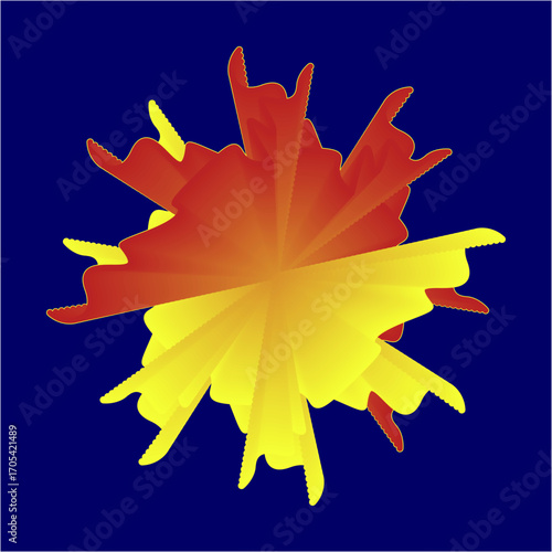A blazing explosion of yellow and red petals, glowing like a cosmic sunflower, radiating warmth and power in twenty-two fiery streams.