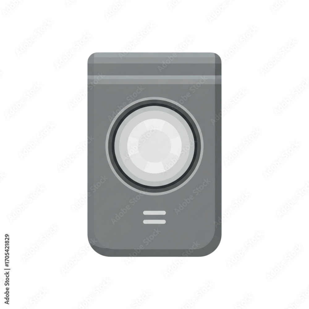 Fototapeta premium Modern gray speaker with a circular speaker cone.