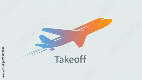 Illustration of an airplane taking off, representing travel, flight, and adventure vector graphic design