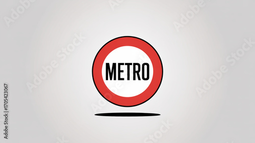 Metro sign illustration, depicting transportation, urban transit, and public transportation systems with clear signage