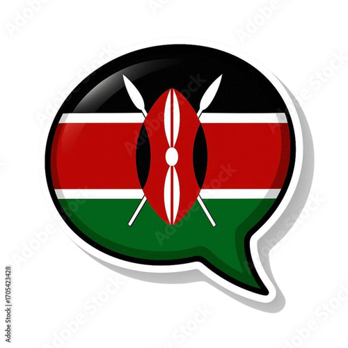 Kenya flag in speech bubble design for communication and expression  