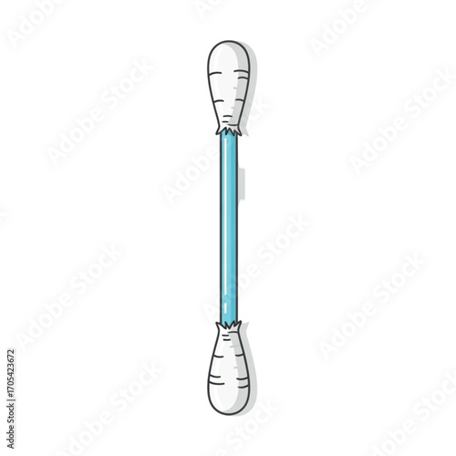 Cotton swab with blue stick and white cotton ends.