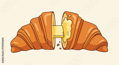 Buttery Bite Open Croissant Delicious Breakfast Pastry Treat